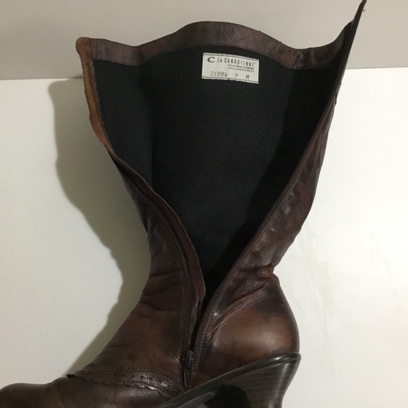 La CANADIENNE Tahra brown mottled leather knee high boots - Picture 7 of 16